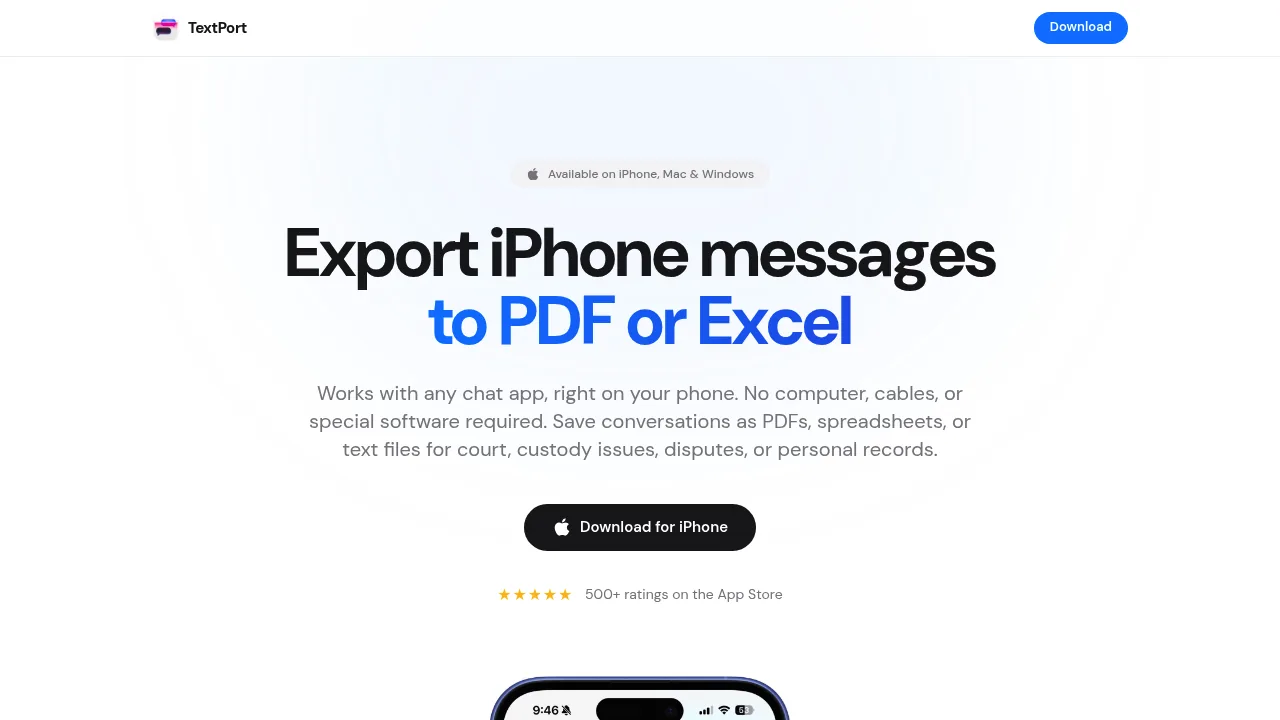 Screenshot van https://textport.com