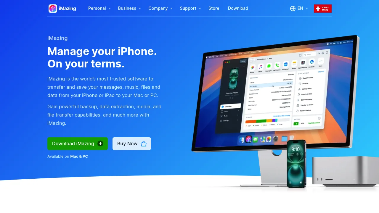 Screenshot of https://imazing.com