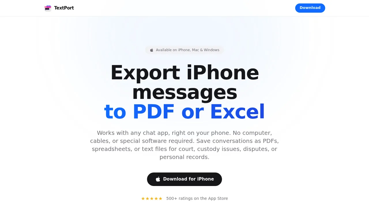 Screenshot of https://textport.com