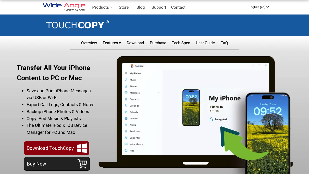Screenshot von https://www.wideanglesoftware.com/touchcopy
