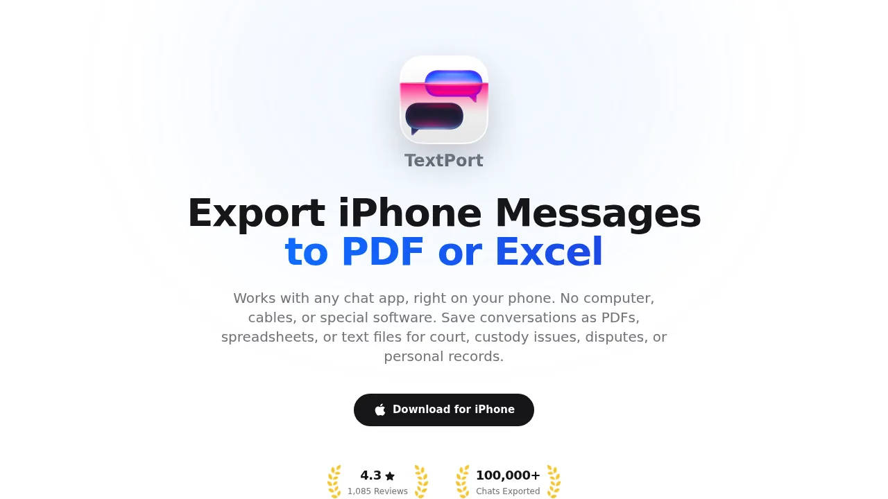Screenshot of https://textport.com