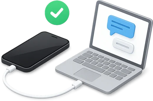 iPhone, подключённый к ноутбуку с Windows кабелем USB