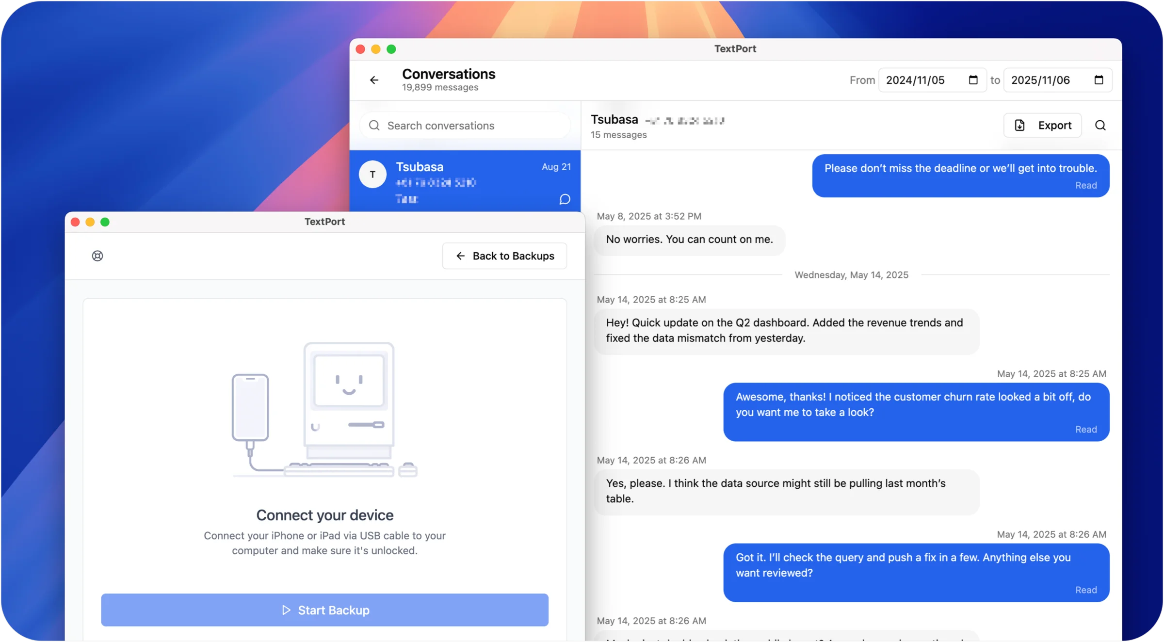 TextPort Desktop App Screenshot