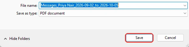 The Windows save window with the Save button highlighted