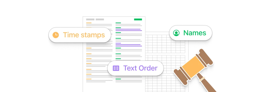 Court-friendly exports with timestamps, names, and message order