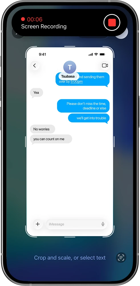 Screen recording of a message conversation being scrolled